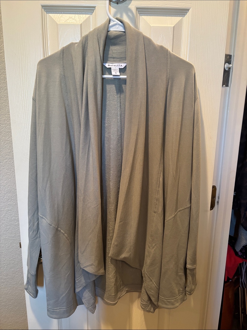 Athleta Pranayama Open Front Draped Wrap Cardigan Gray Green Sz XS NWOT
